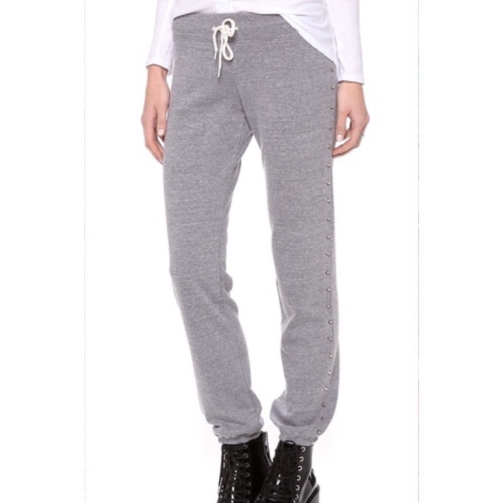 Monrow Gray Snap-Trim Track Joggers
